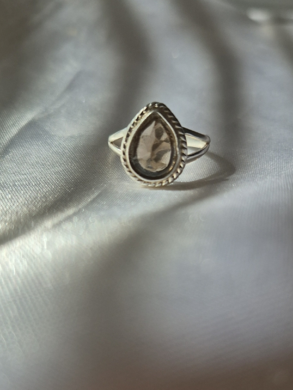 Sterling Silver Smokey Quartz Cross Over Ring